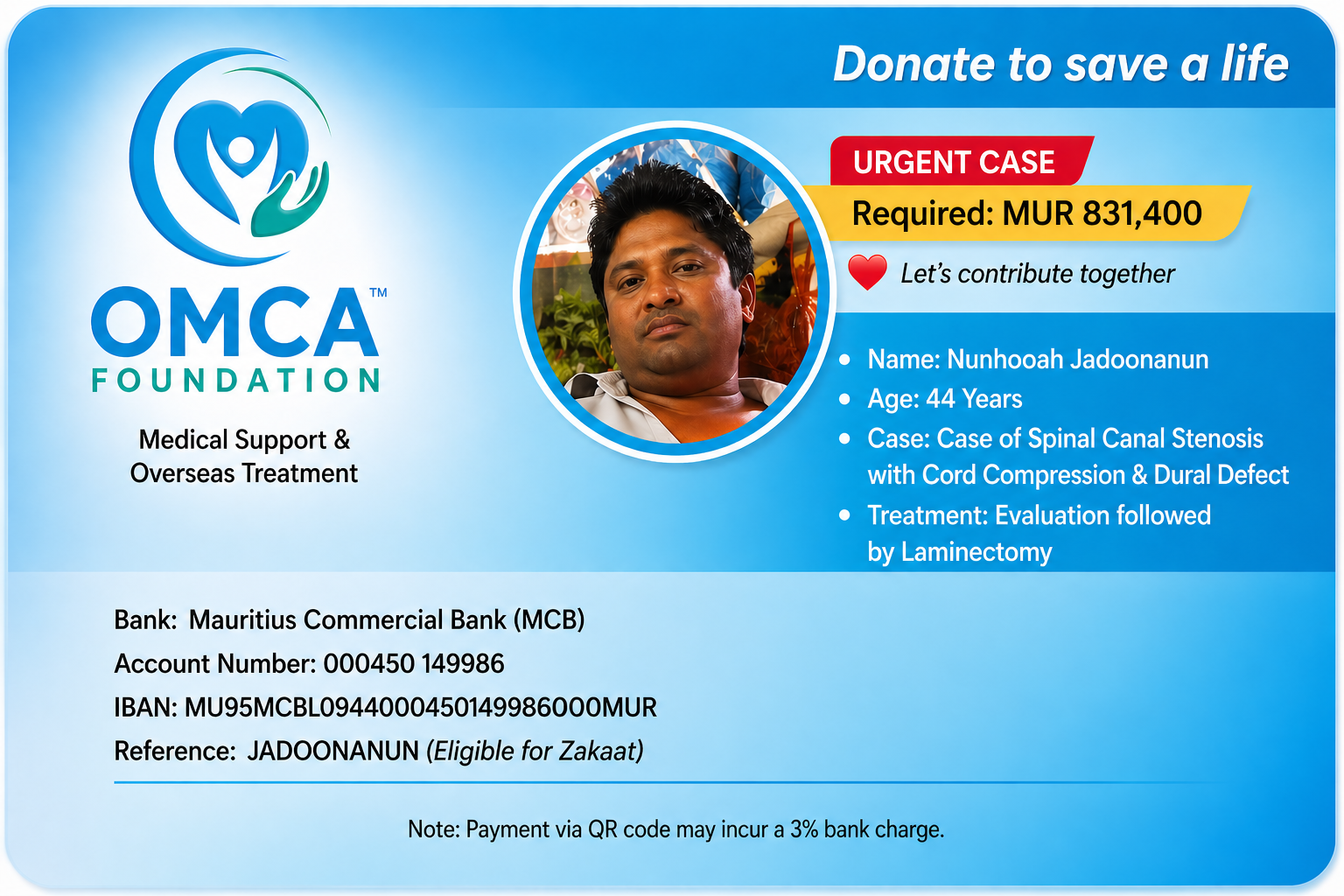 help save jadoonanun’s life – spine treatment donation support