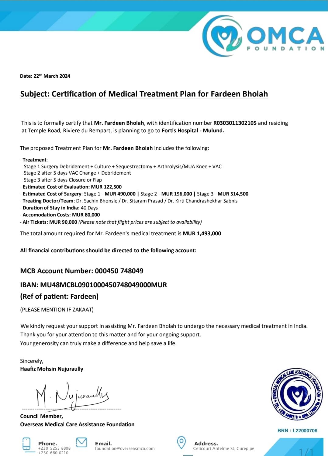 help save fardeen’s life – urgent orthopedic surgery & limb preservation support