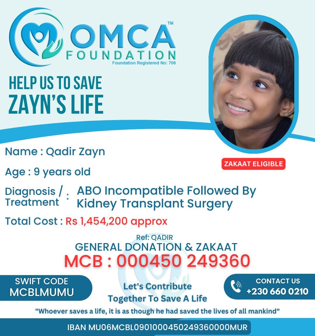 help save zayn’s life – urgent kidney transplant surgery