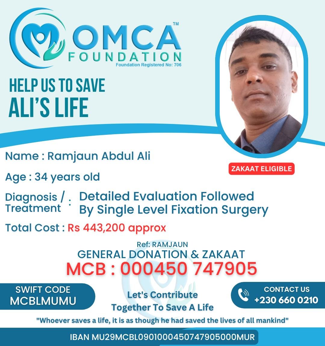 help save ali’s life – urgent single level fixation surgery
