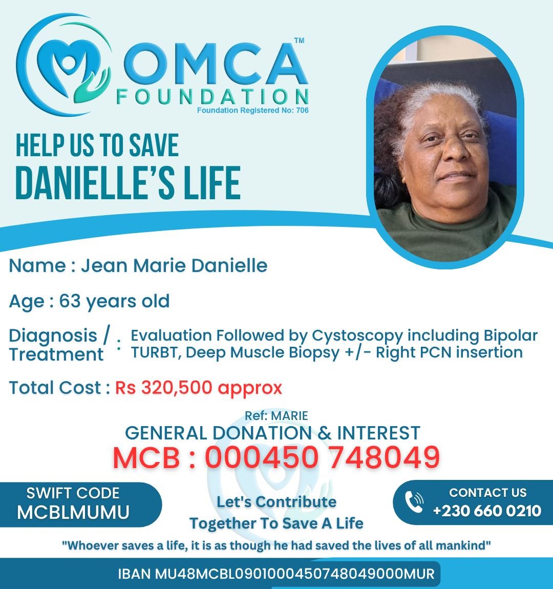 help save danielle’s life – urgent cystoscopy & bladder treatment