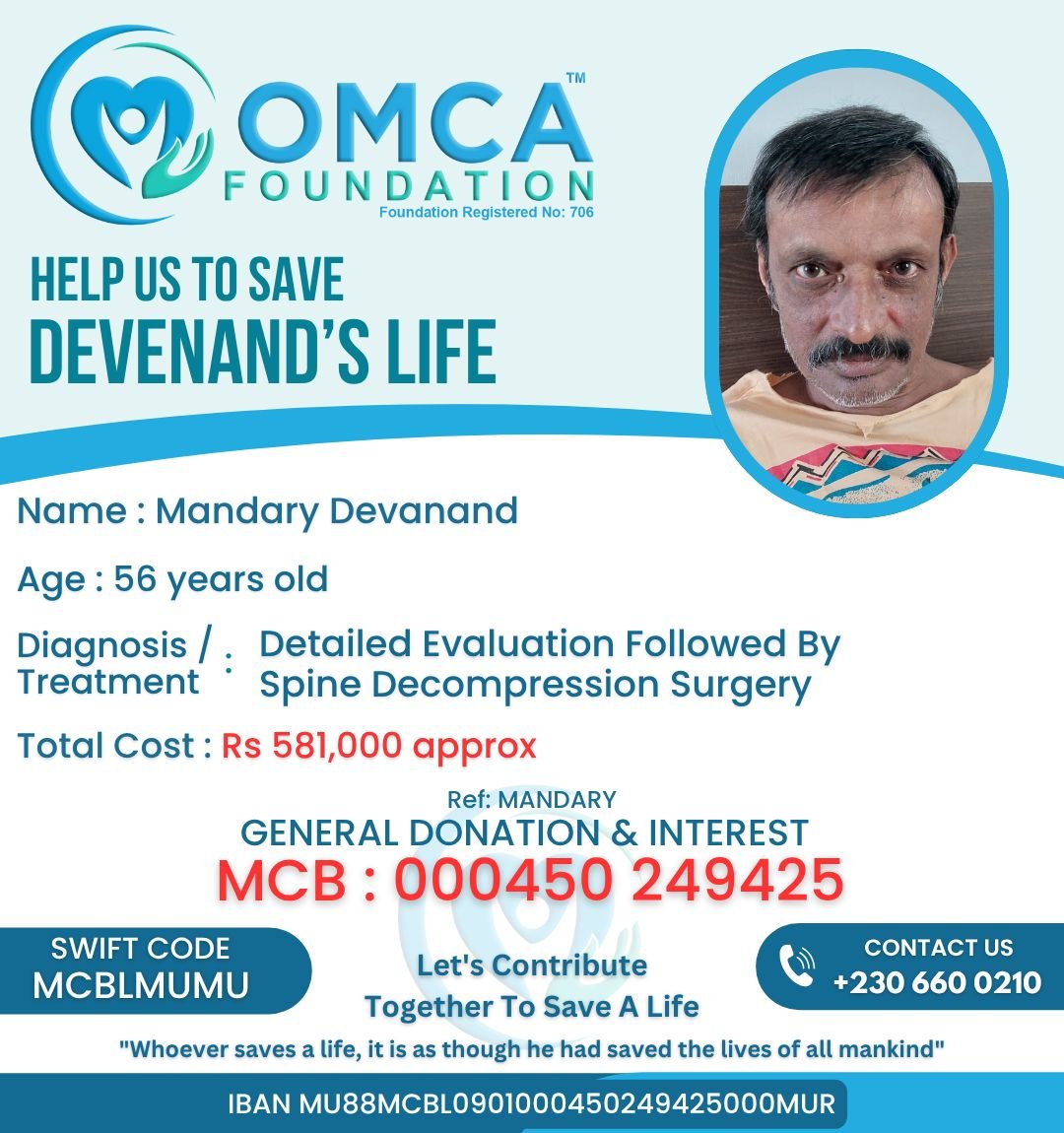 help save devenand’s life – urgent spine decompression surgery
