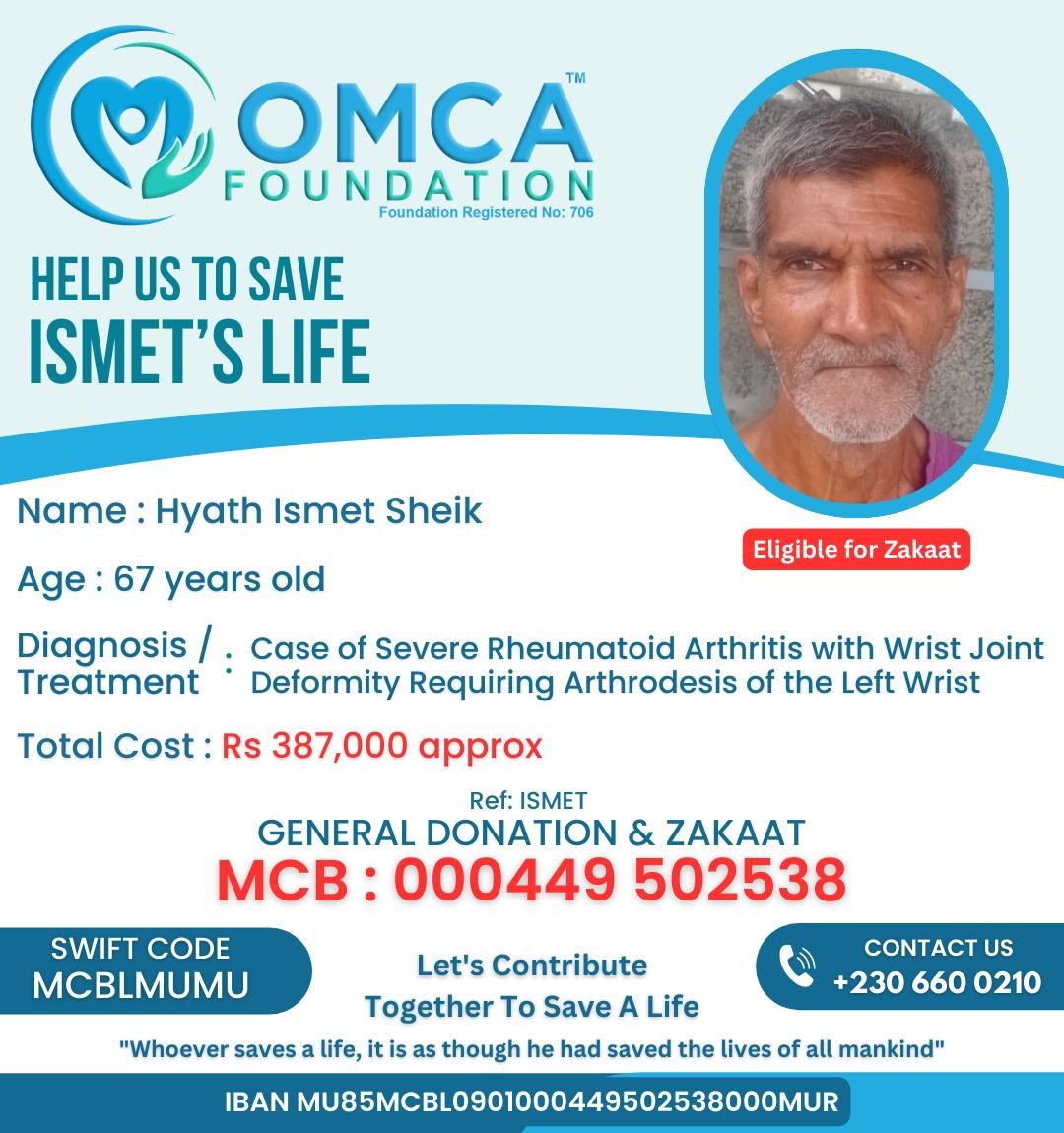 help save ismet’s life – urgent wrist surgery needed