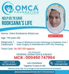 help save rooksana’s life – urgent eye & diabetic foot treatment support
