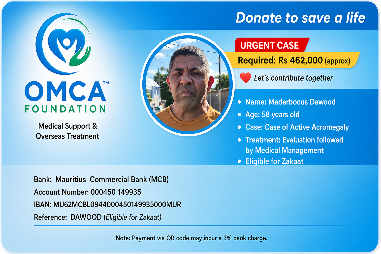 help save dawood’s life – urgent treatment for acromegaly