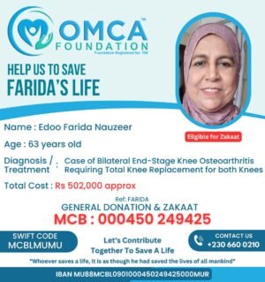 help save farida’s life – urgent knee replacement surgery support