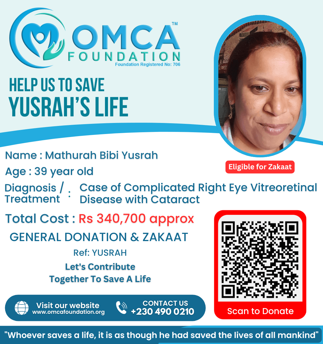 Help Save Yusrah’s Life – Urgent Eye Surgery Treatment Support