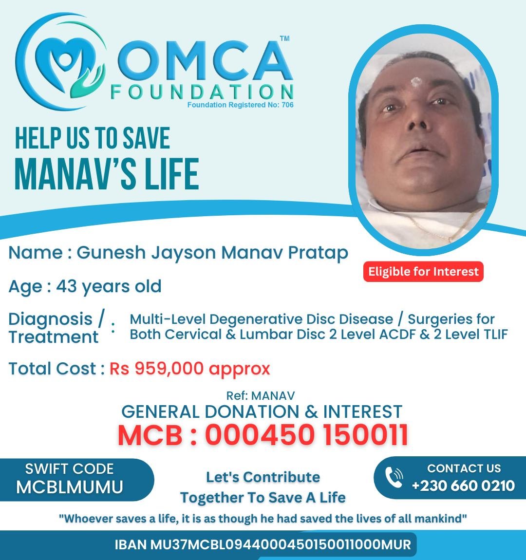 help save manav’s life – urgent spine surgery support