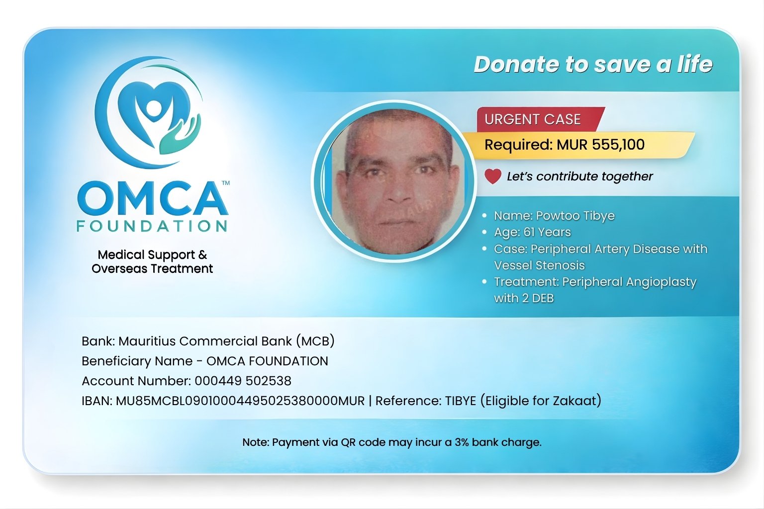 help save tibye’s life – urgent angioplasty support