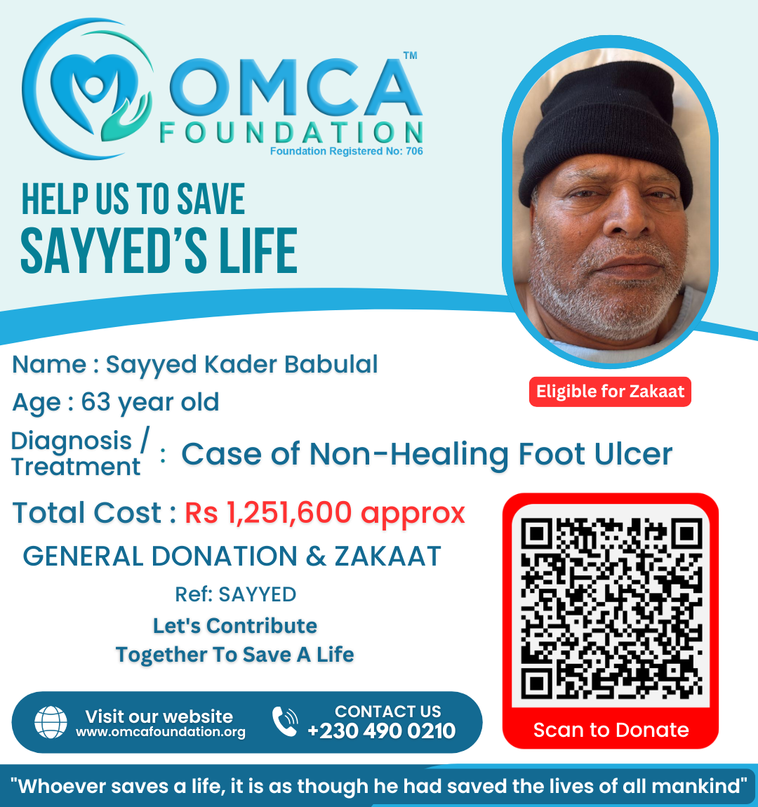 help save sayyed’s life – urgent foot ulcer treatment support