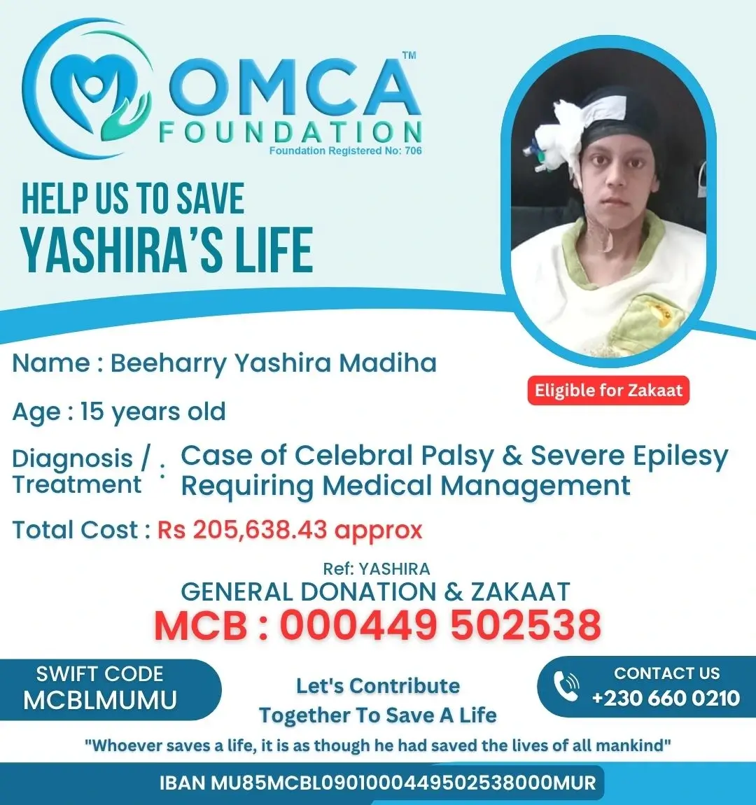 Help Save Yashira’s Life – Cerebral Palsy & Epilepsy Treatment Support