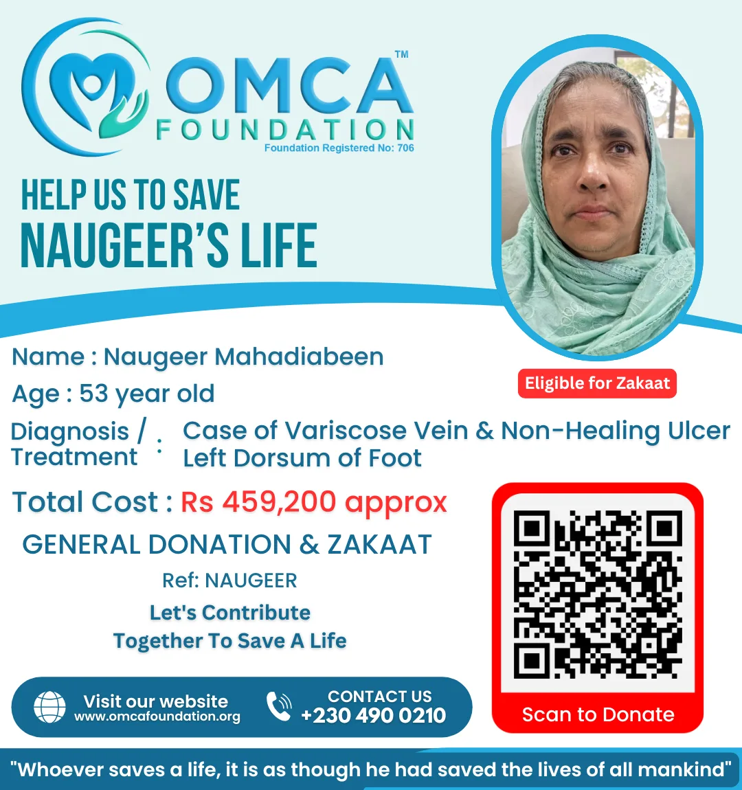 Help Save Mahadiabeen’s Life – Urgent Varicose Vein & Foot Ulcer Treatment Support