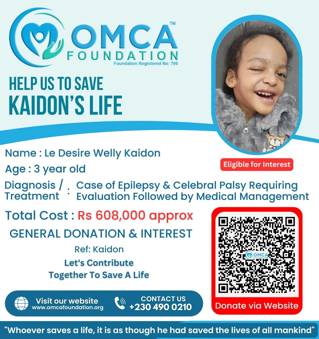 Help Save Kaidon’s Life – Urgent Epilepsy & Cerebral Palsy Treatment Support